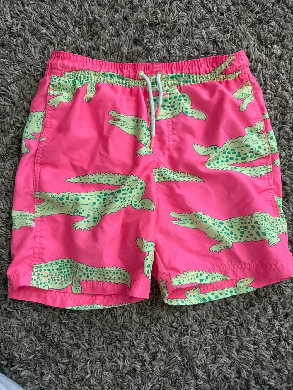 Cat & Jack Kids Neon Pink Swim Trunks with Lime Green Alligator Print